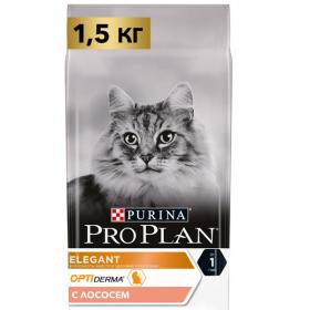 Корм сухой Pro Plan Optiderma Elegant для красоты шерсти и здоровья кожи, с лососем 1.5кг