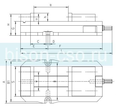 Тиски станочные 6523-155L Bison-Bial (Польша) с усиленным зажимом