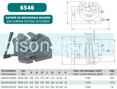 Тиски станочные для зажима круглых заготовок 6546-125 Bison-Bial (Польша)