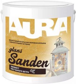 Декоративная Штукатурка Aura Sanden Glans Silver 2.5кг с Эффектом Песчаного Ветра с Перламутровыми Частицами