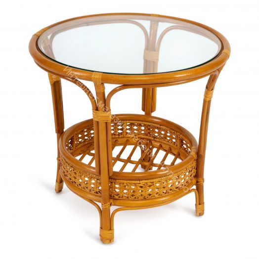 Комплект "PELANGI" 02/15 (стол со стеклом + 4 кресла) без подушек, ротанг, Honey (мед)