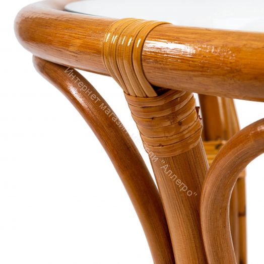 Комплект "PELANGI" 02/15 (стол со стеклом + 4 кресла) без подушек, ротанг, Honey (мед)