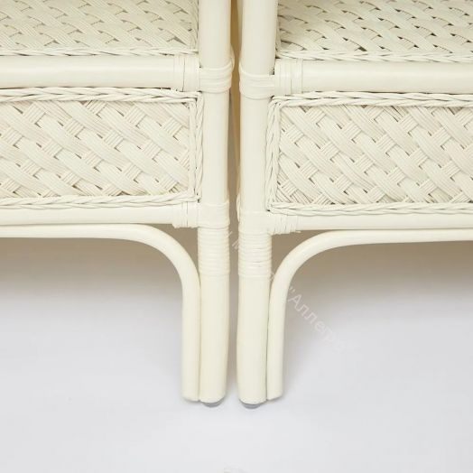 Комплект обеденный "ANDREA GRAND" (стол со стеклом+6 кресел+ подушки) TCH White (белый), Ткань рубчик, цвет кремовый