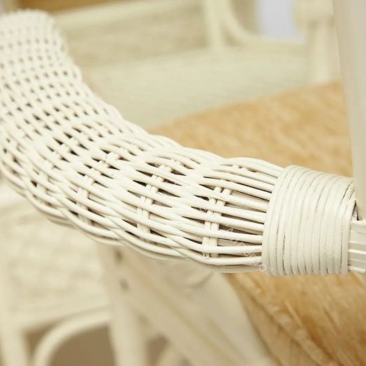 Комплект обеденный "ANDREA GRAND" (стол со стеклом+6 кресел+ подушки) TCH White (белый), Ткань рубчик, цвет кремовый