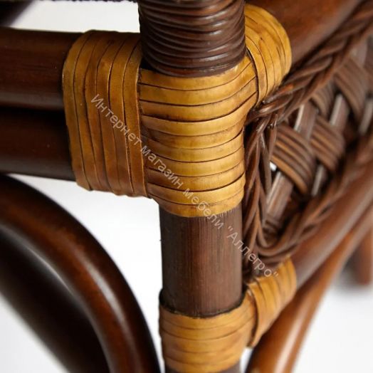 Комплект террасный ANDREA (стол кофейный со стеклом + 2 кресла + подушки) ротанг, Pecan Washed (античн. орех)