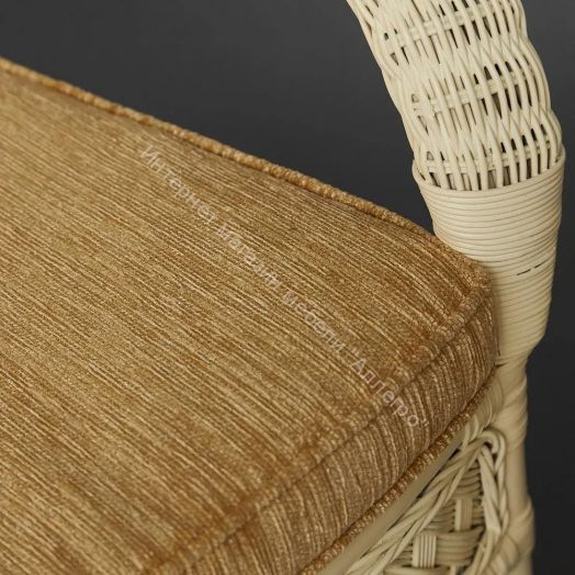 Комплект террасный ANDREA (стол кофейный со стеклом + 2 кресла + подушки) ротанг, TCH White (белый)