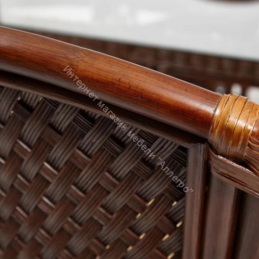 Комплект обеденный "ANDREA GRAND" (стол со стеклом+6 кресел+ подушки) Pecan Washed (античн. орех), Ткань рубчик, цвет кремовый