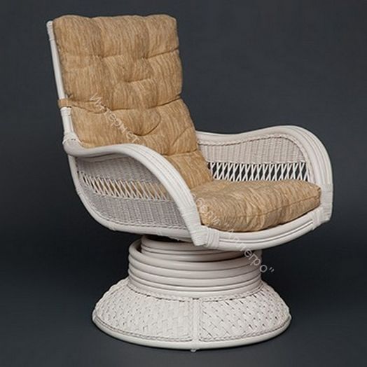 Кресло-качалка "ANDREA Relax Medium" с подушкой  TCH White (белый), Ткань рубчик, цвет кремовый