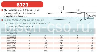 Центр упорный BISON тип 8721-5 КМ5 Польша с твердосплавным наконечником