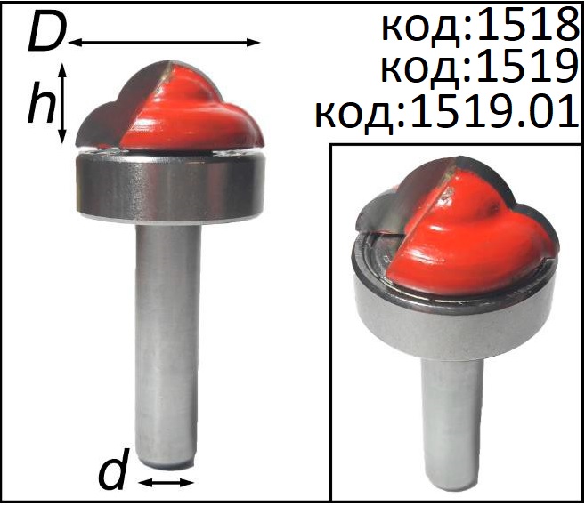 Фрезы для фасадов МДФ гравировальные. Код: 1518, 1519, 1519.01.