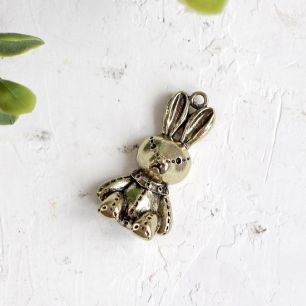 Подвеска металлическая - Зайчонок Тедди, 2,5 см