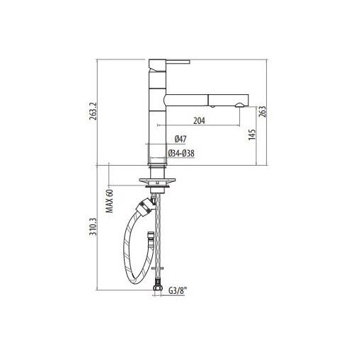 Смеситель для кухни с вытяжным изливом, 2 режима Gattoni Easy 0435 ФОТО