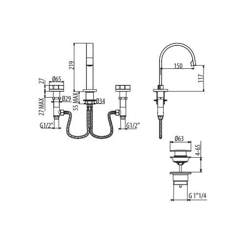 Смеситель для раковины Gattoni Dolce Vita GAS GS107/32 схема 2