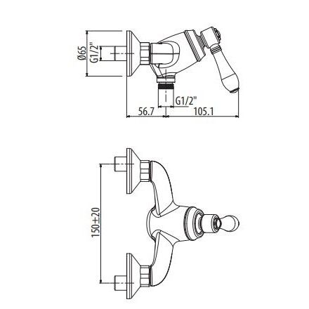 Смеситель для душа Gattoni Orta 2725 схема 2