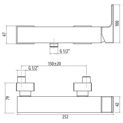 Смеситель для душа Gattoni Kubik 2525 схема 2