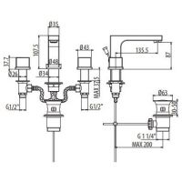 Смеситель для раковины Gattoni Kubik 25100 схема 2