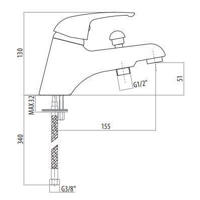 Смеситель на борт ванны с дивертором Gattoni H2OMIX4000 40075 ФОТО