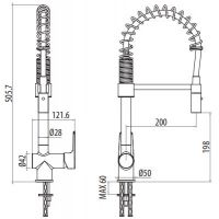 Смеситель для кухни с гибким изливом, 2 режима Gattoni H2OMIX3000 3075 схема 2