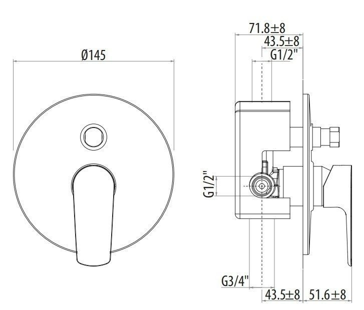 Смеситель для душа встраиваемый, на 2 выхода Gattoni H2OMIX3000 3034.CH ФОТО