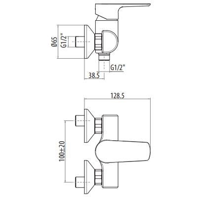 Смеситель для душа Gattoni H2OMIX3000 3029 схема 2