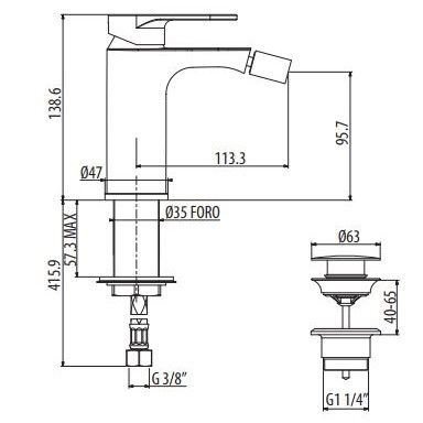 Смеситель для биде Gattoni H2OMIX7000 MAXI 70055 схема 2