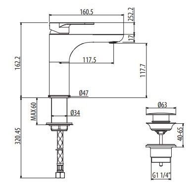 Смеситель для раковины Gattoni H2OMIX7000 MAXI 70045 ФОТО