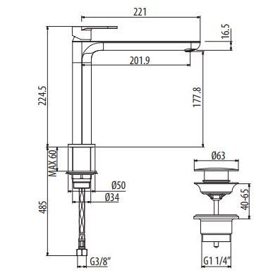 Смеситель для раковины Gattoni H2OMIX7000 MINI 70042 средний ФОТО