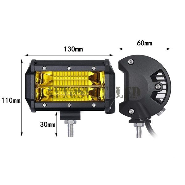 Желтая светодиодная фара AGY24-72W FLOOD с СТГ