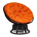 Кресло-качалка "PAPASAN" w 23/01 B / с подушкой / Antique brown (античный черно-коричневый), ткань Оранжевый, С 23