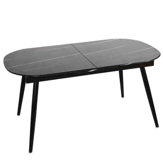 Стол Marble овальный раскладной 160-200х90х78см, 
чёрный мрамор