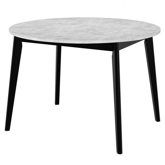 Стол Oslo круглый раскладной 110-140x110x76см, Бетон 
лайт, чёрный