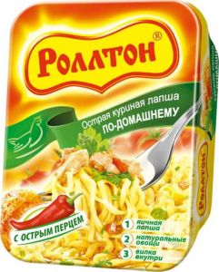 Лапша РОЛЛТОН 85г Острая куриная по-домашнему