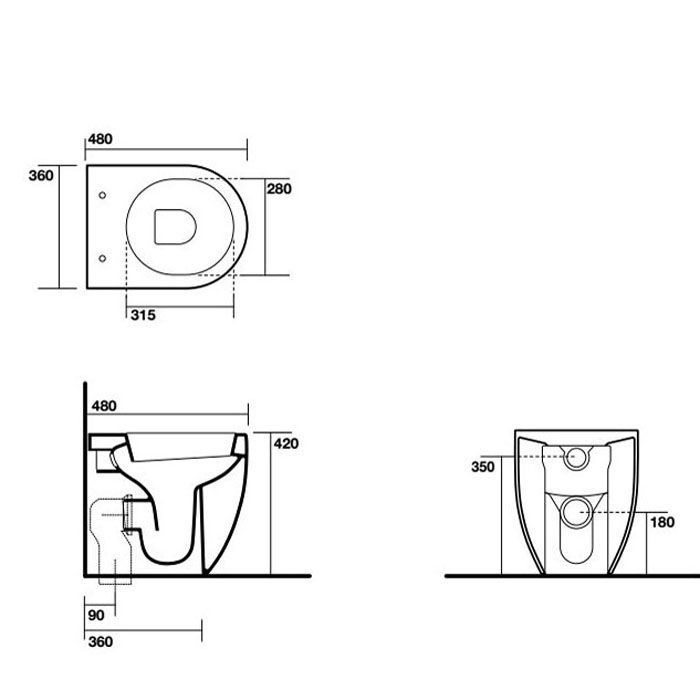 Унитаз Kerasan Flo безободковый напольный 55 H50 в комплекте с крепежом GHOST 3119 01 ФОТО