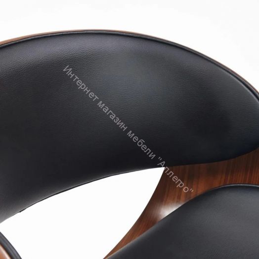 Барный стул LANDO (mod.4036) металл/дерево/экокожа, черный/орех/хром