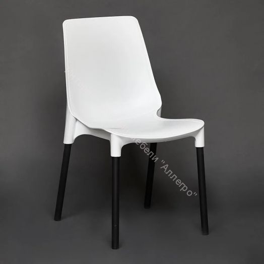Стул GENIUS (mod 75) металл/пластик, белый/черные ножки