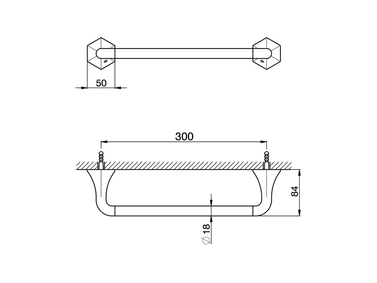 Настенный держатель для полотенец Cisal Cherie CE090100/CE090101/CE090102 схема 2