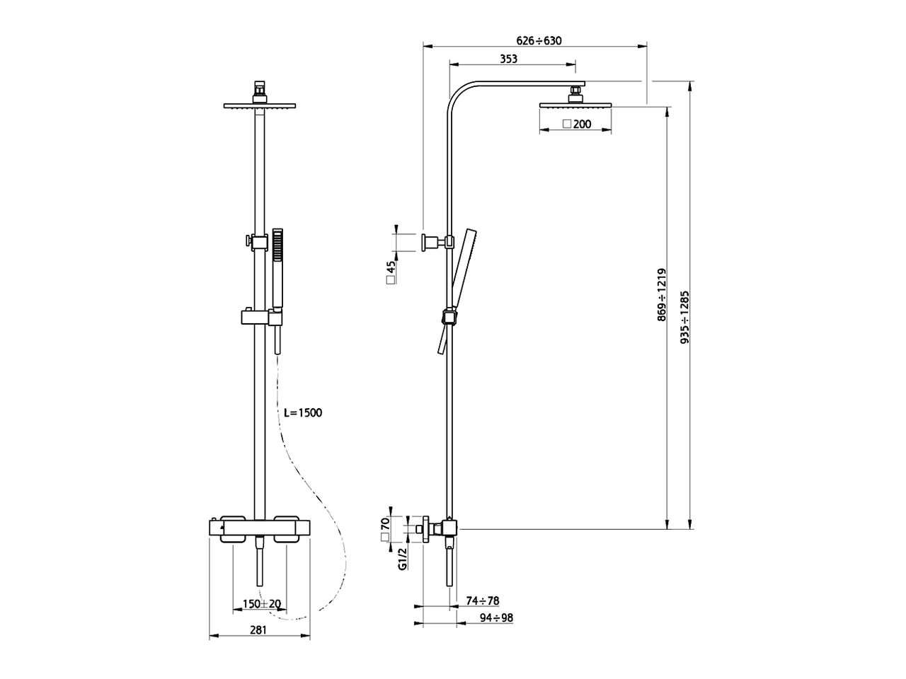 Душевая стойка Cisal Colonne Doccia QAC86010 схема 2