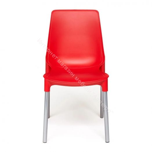 Стул GENIUS (mod 75) металл/пластик, красный/ножки хром