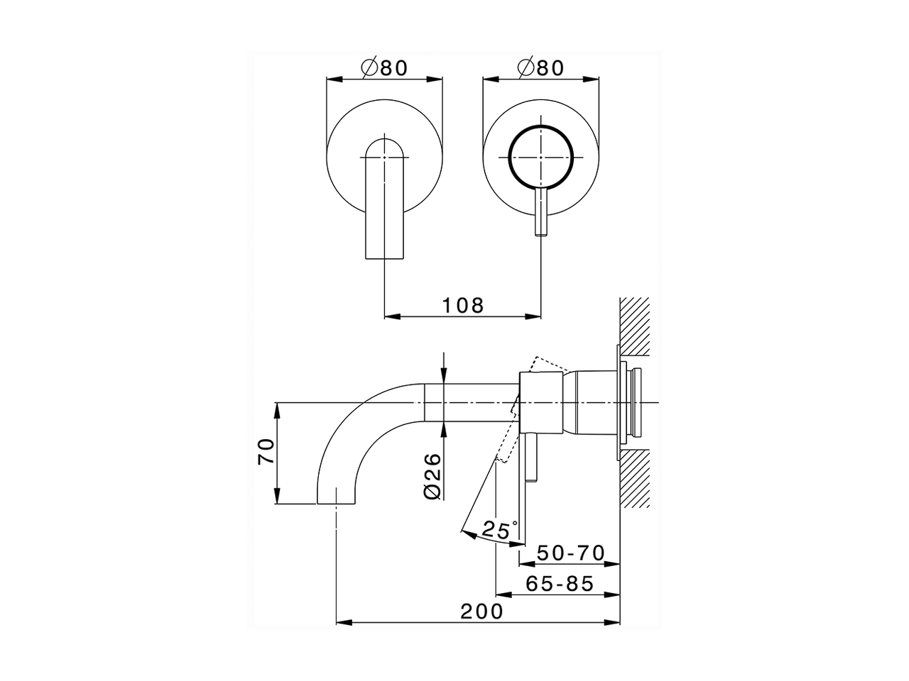 Смеситель для раковины Cisal Nuova Less LN00551D/LN00551E/LN00551F схема 2