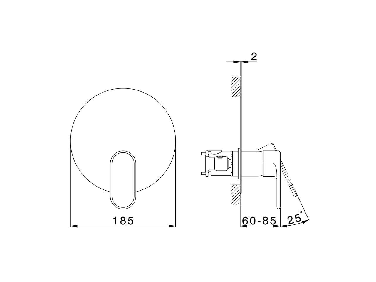 Смеситель для душа Cisal Lineaviva LV0BM010 схема 2