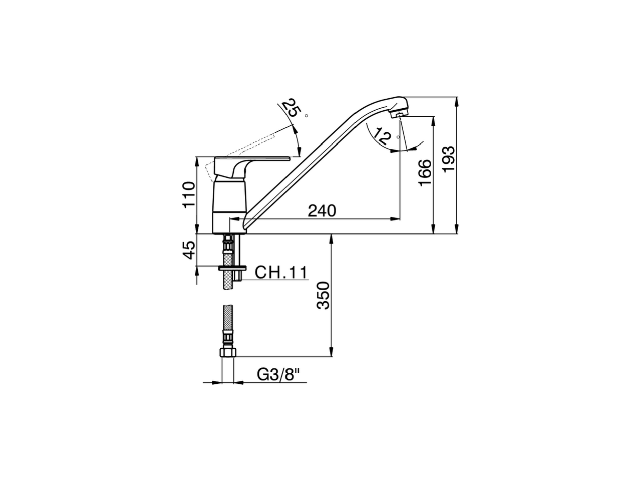 Смеситель для кухни Cisal Kitchen A3000580 схема 2