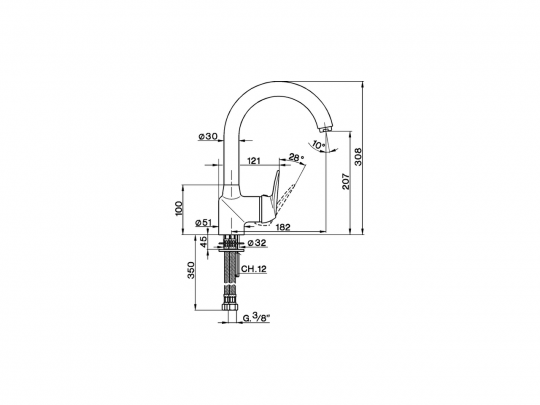 Смеситель для кухни Cisal Kitchen AT000530 ФОТО