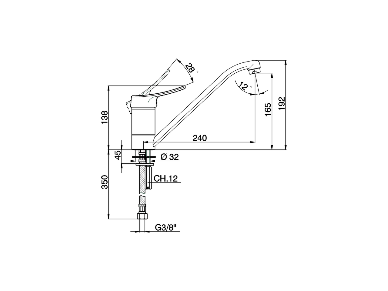 Смеситель для кухни Cisal Kitchen FU000580 схема 2