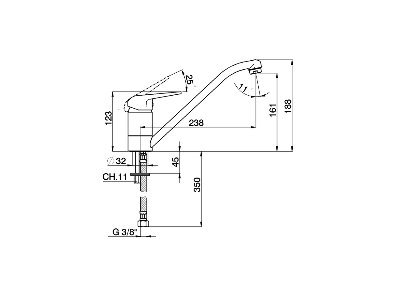 Смеситель для кухни Cisal Kitchen PO000580 схема 2