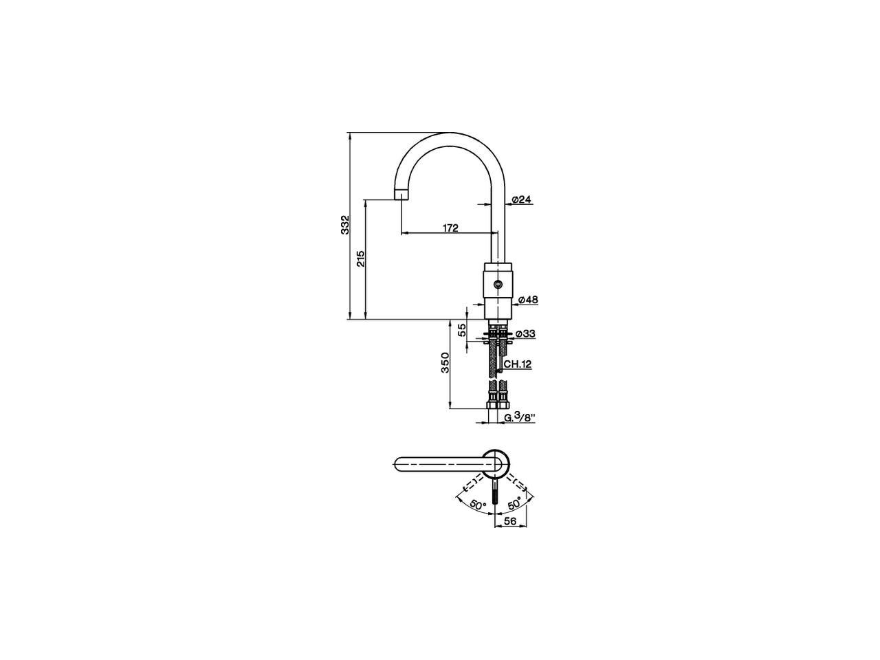 Смеситель для раковины Cisal Step ST000530 схема 2