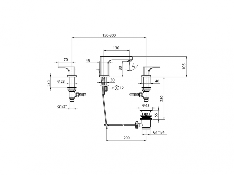 Смеситель для раковины Cisal Cubic CU001020 ФОТО