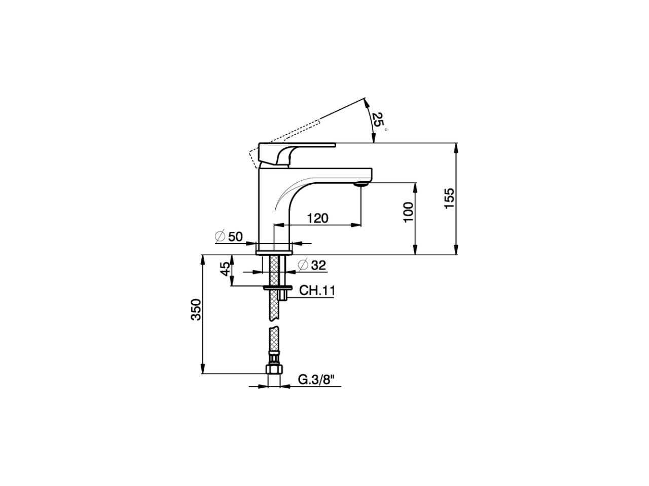 Смеситель для раковины Cisal Alma A3000490/A3000500 схема 4