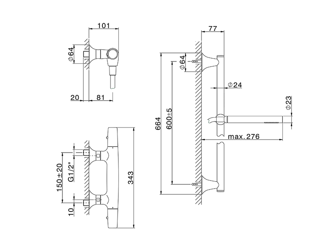 Смеситель для душа Cisal Vita VIT01010/VIS01010 схема 4