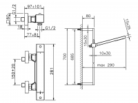 Смеситель для душа Cisal Wave WET01010/WES01010 схема 4