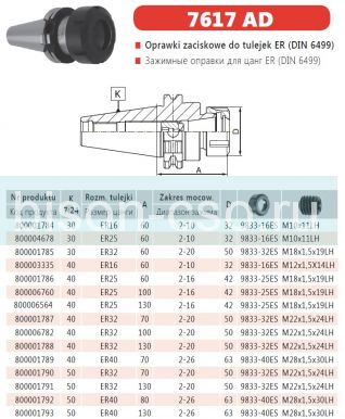 Цанговый патрон Bison-Bial Польша 7617-40-32-100 KWN  кон. 40 AD ER32 Цанговый патрон Bison-Bial Польша 7617-40-32-100 KWN  кон. 40 AD ER32